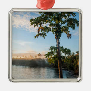 Tropical Paradise At Sunset, Fiji Metal Tree Decoration