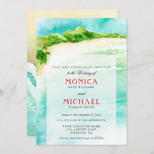 Tropical Paradise Beach Destinatio wedding Invitation