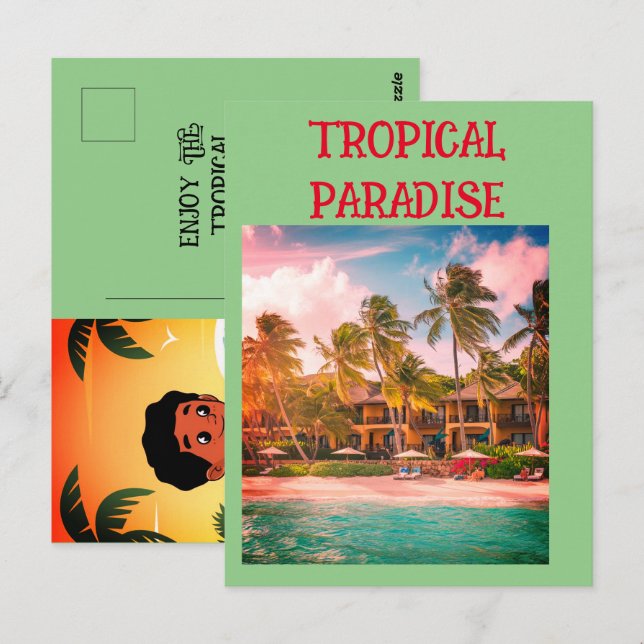 Tropical Paradise Beach Hotel Postcard (Front/Back)