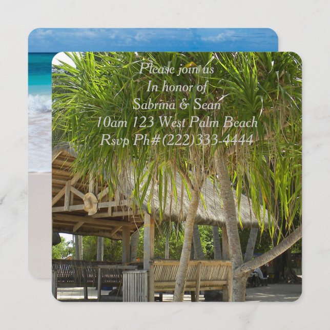 Tropical Paradise Beach Palm Destiny Destiny'S Invitation (Front/Back)