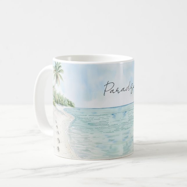 Tropical Paradise Beach Palm Trees Coffee Mug (Front Left)