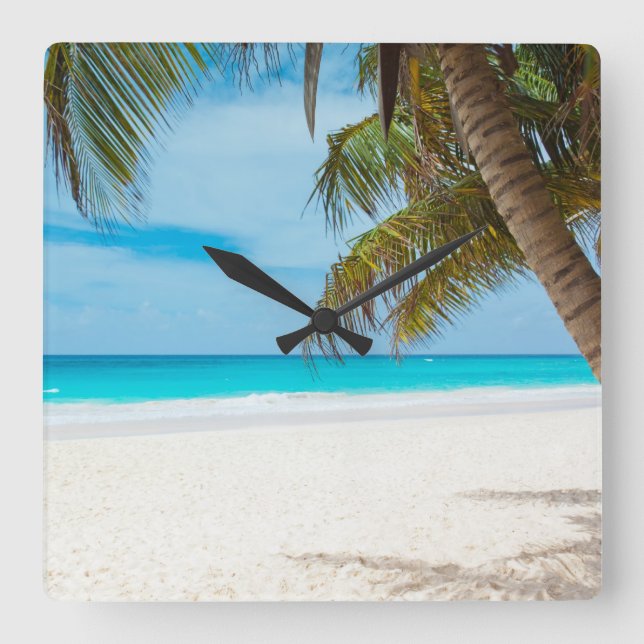 Tropical Paradise Beach Square Wall Clock (Front)
