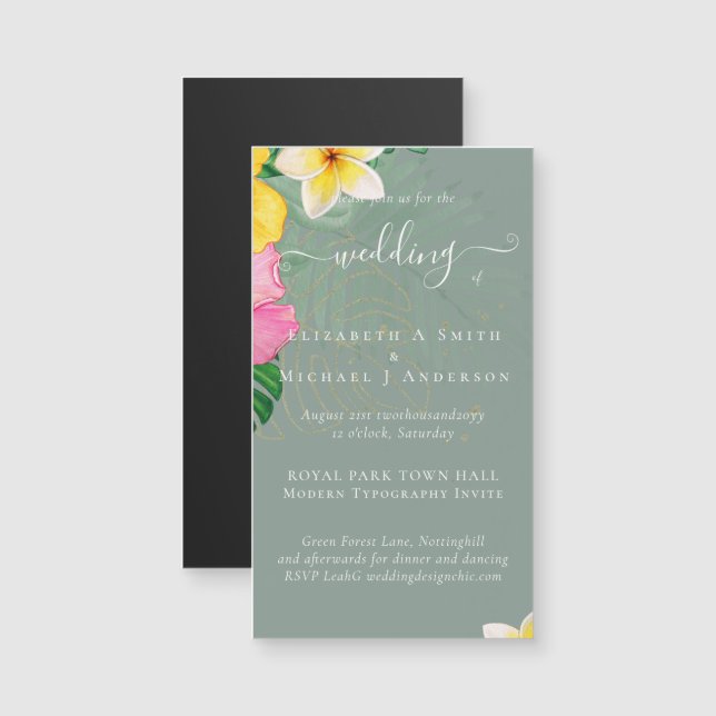 Tropical Paradise Beach Wedding Vibrant Florals (Front/Back)