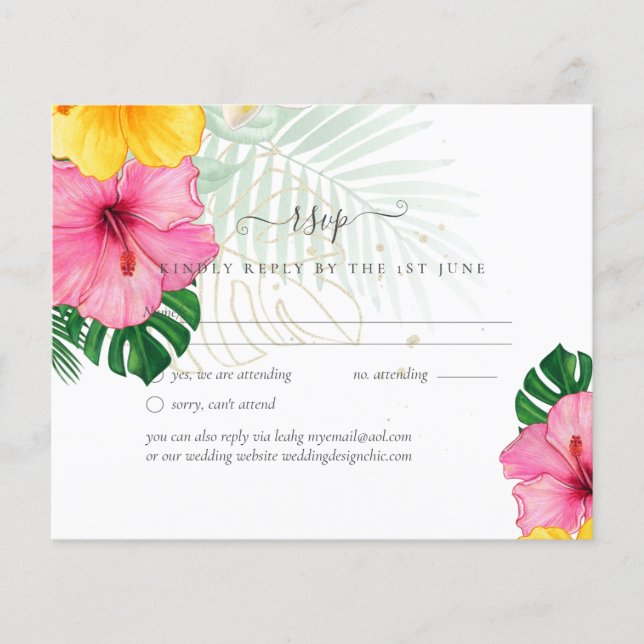 Tropical Paradise Beach Wedding Vibrant Florals (Front)