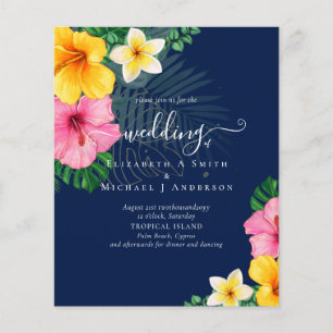 Tropical Paradise Beach Wedding Vibrant Florals Flyer