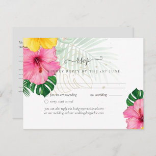 Tropical Paradise Beach Wedding Vibrant Florals Postcard