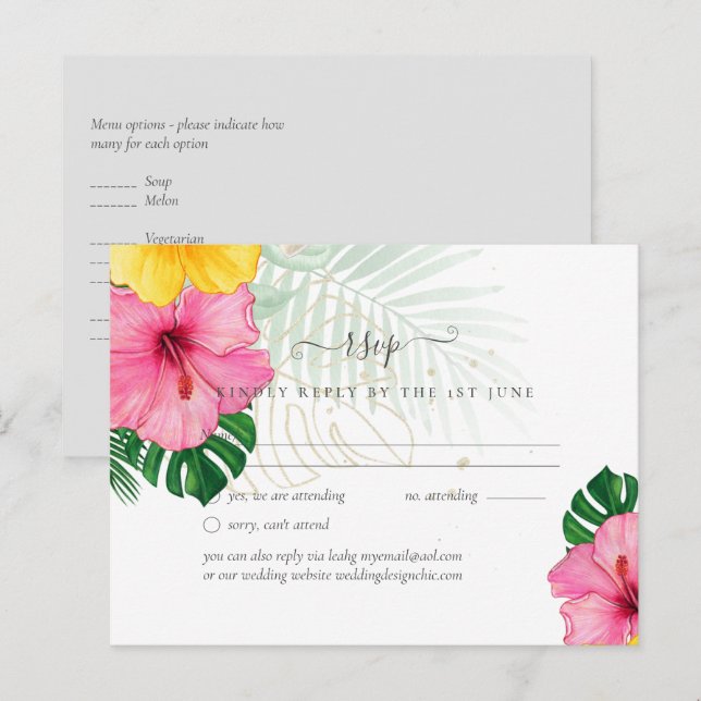 Tropical Paradise Beach Wedding Vibrant Florals Postcard (Front/Back)