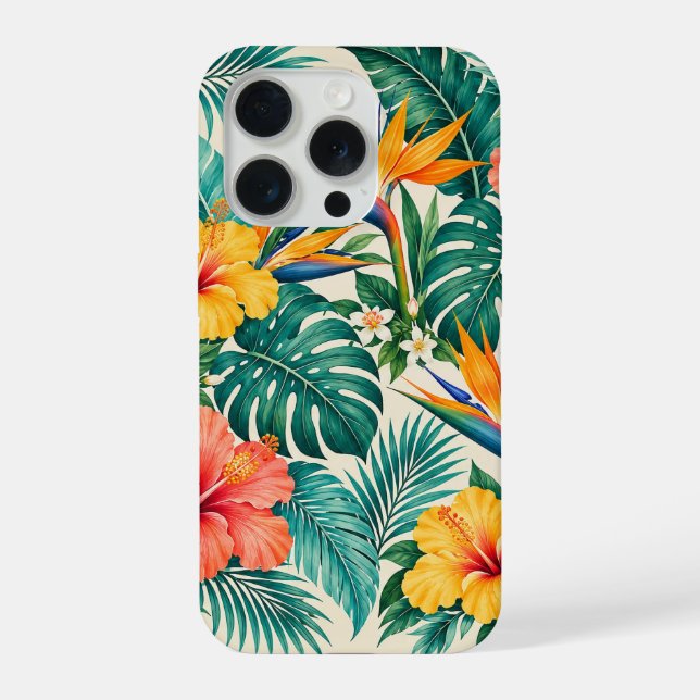 Tropical Paradise Botanical Floral Pattern iPhone Case (Back)