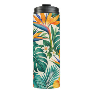 Tropical Paradise Botanical Floral Pattern Thermal Tumbler