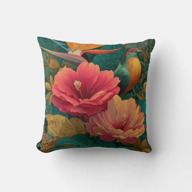 Tropical Paradise Botanical Throw Pillow (Front)