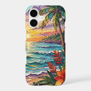 Tropical Paradise   Coastal Beach Scene Impasto