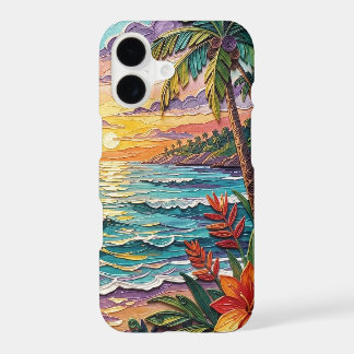 Tropical Paradise | Coastal Beach Scene Impasto