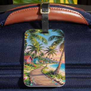 Tropical Paradise Coastal Seaside Cottage Ocean Luggage Tag