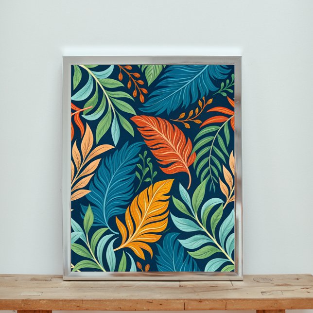  Tropical Paradise Feathers & Foliage Pattern Poster (Creator Uploaded)