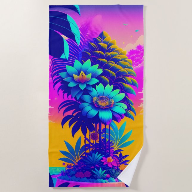 Tropical Paradise Floral 2 Beach Towel (Front)