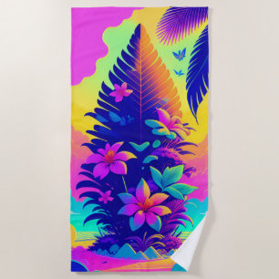 Tropical Paradise Floral Beach Towel