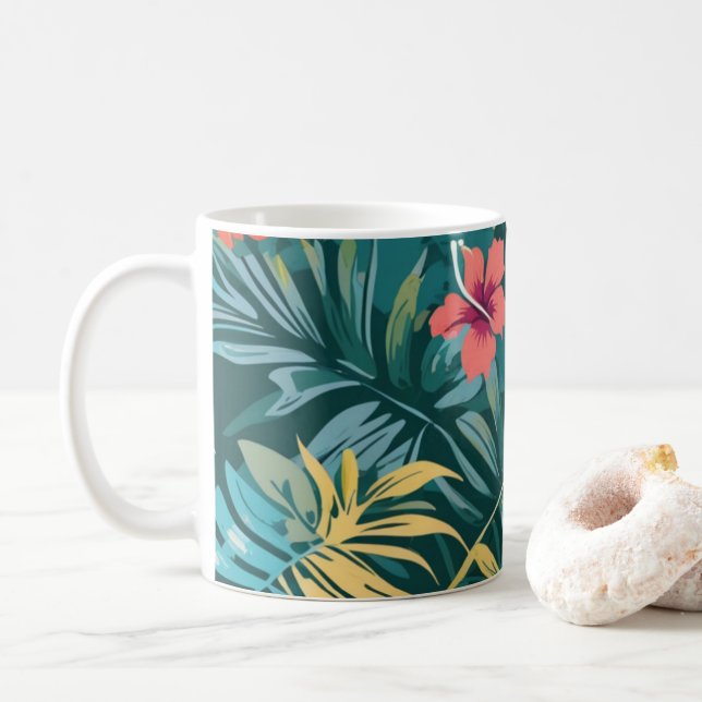 Tropical Paradise Floral Coffee Mug (With Donut)