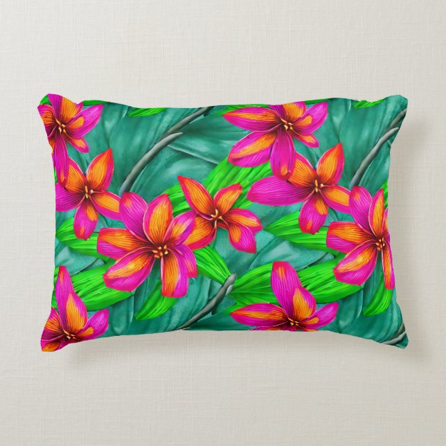 Tropical Paradise Floral Pattern Decorative Cushion (Front)