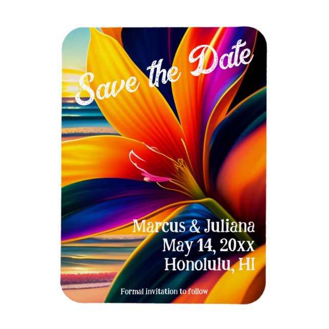 Tropical Paradise Flowers Save the Date   Magnet (Vertical)