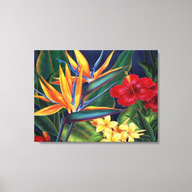 Tropical Paradise Hawaiian 3-Panel Wrapped Canvas (Front)