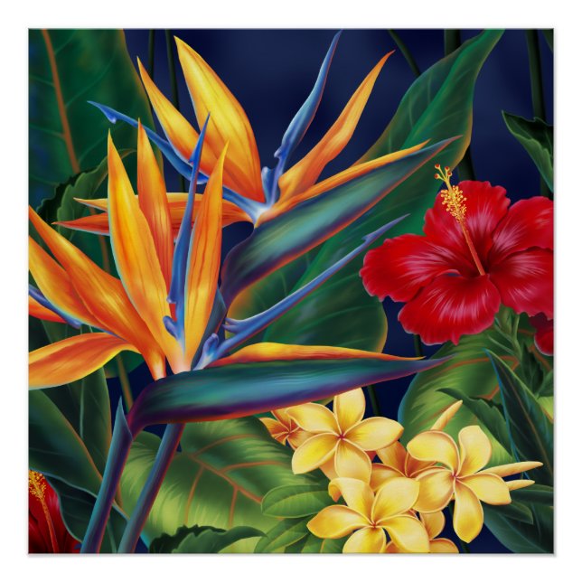 Tropical Paradise Hawaiian Floral Poster (Front)