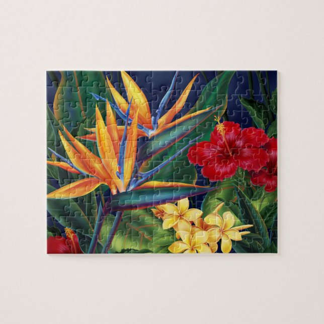 Tropical Paradise Hawaiian Floral Puzzle with Tin (Horizontal)