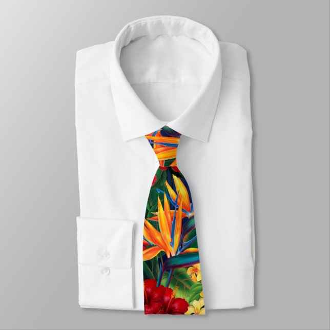 Tropical Paradise Hawaiian Floral Two-Sided Tie (Tied)