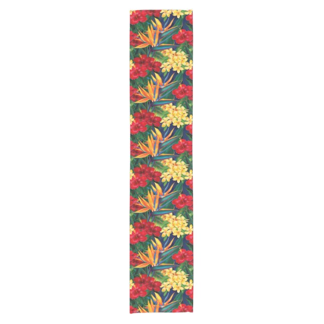 Tropical Paradise Hawaiian Floral Vertical Short Table Runner (Front)