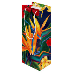 Tropical Paradise Hawaiian Floral Wine Gift Bag