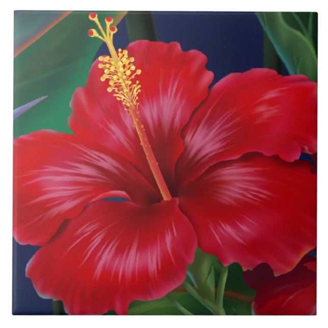 Tropical Paradise Hawaiian Hibiscus Tiles &amp; Trivet (Front)