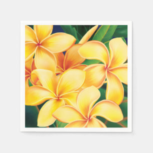 Tropical Paradise Hawaiian Plumeria Floral Napkin