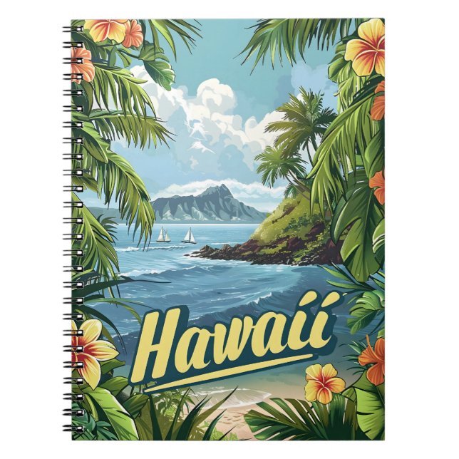 Tropical Paradise: Hawaii's Coastal Bloom Notebook (Front)
