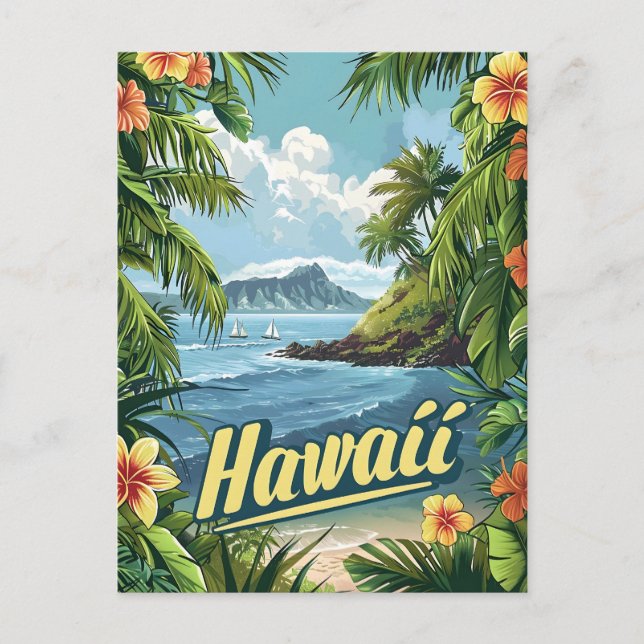 Tropical Paradise: Hawaii's Coastal Bloom Postcard (Front)