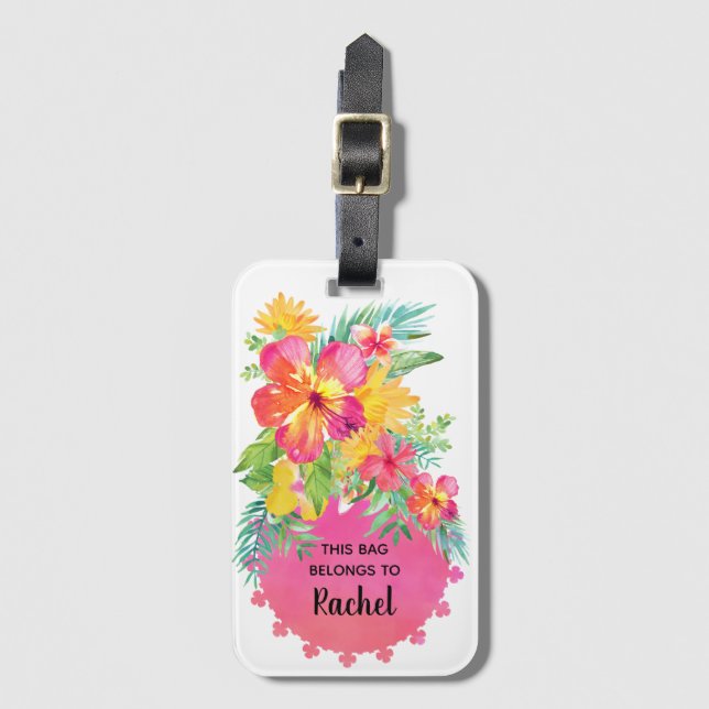 Tropical Paradise Hibiscus Luggage Tag (Front Vertical)