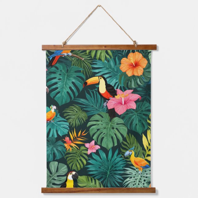Tropical Paradise Jungle Pattern Hanging Tapestry (Front)