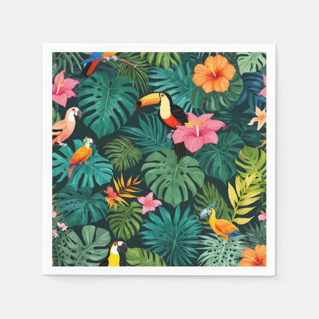 Tropical Paradise Jungle Pattern Napkin (Front)