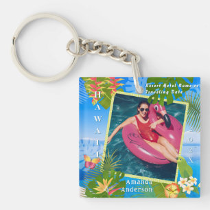 Tropical Paradise Memory Sea Photo Key Ring