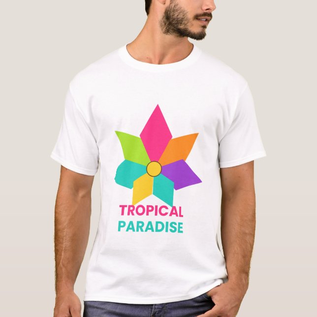  Tropical Paradise Neon Leaf T-Shirt (Front)
