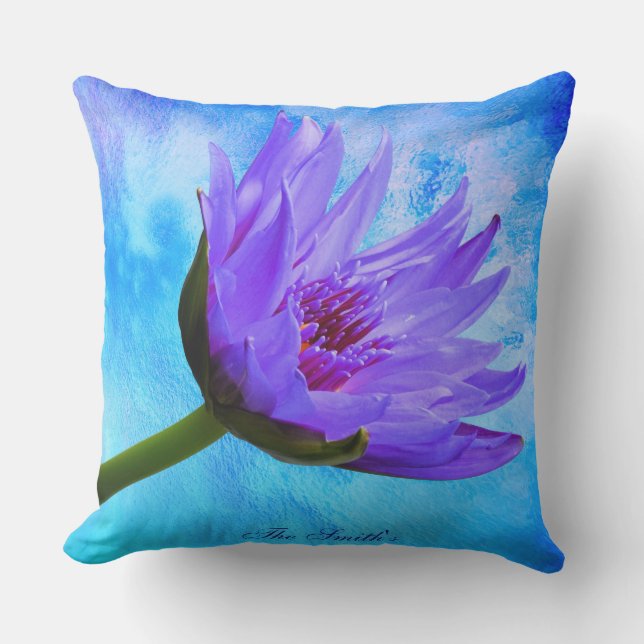 "Tropical Paradise" Outdoor Water Lilies Pillow (Front)