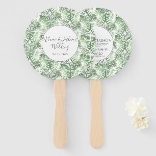Tropical Paradise Palm Tree Beach Wedding Round Hand Fan