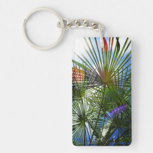 Tropical paradise palm tree keyring