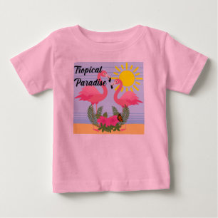 Tropical Paradise Pink Flamingo - Baby Fine Jersey T-Shirt