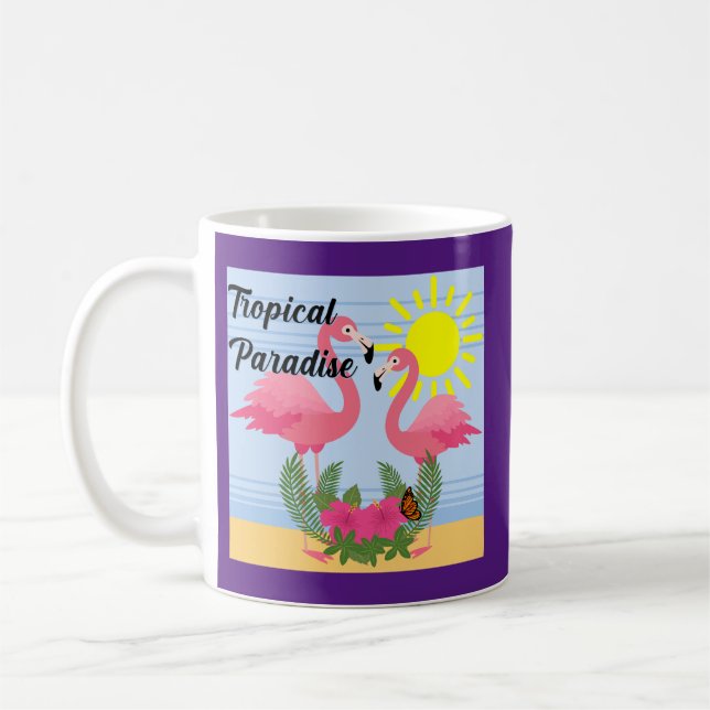 Tropical Paradise Pink Flamingo - Classic Mug (Left)