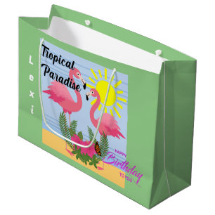 Tropical Paradise Pink Flamingo - Gift Bag - Large