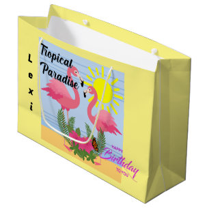 Tropical Paradise Pink Flamingo - Gift Bag - Large