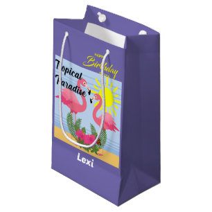 Tropical Paradise Pink Flamingo - Gift Bag - Small