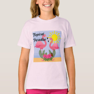Tropical Paradise Pink Flamingo - Girls' Basic T-S T-Shirt