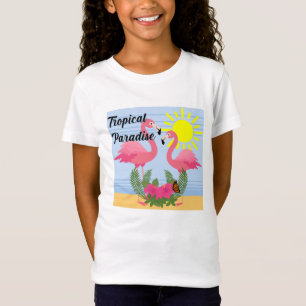 Tropical Paradise Pink Flamingo - Girls' Fine Jers T-Shirt