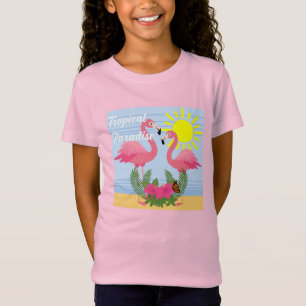 Tropical Paradise Pink Flamingo - Girls' Fine Jers T-Shirt