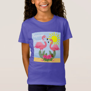 Tropical Paradise Pink Flamingo - Girls' Fine Jers T-Shirt